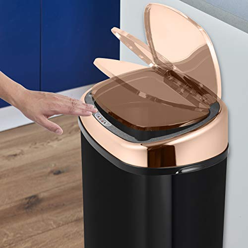 Tower T80904RB Kitchen Bin with Sensor Lid, Automatic Soft-Close, Manual Override, 58 Litre, Black and Rose Gold - Image 3