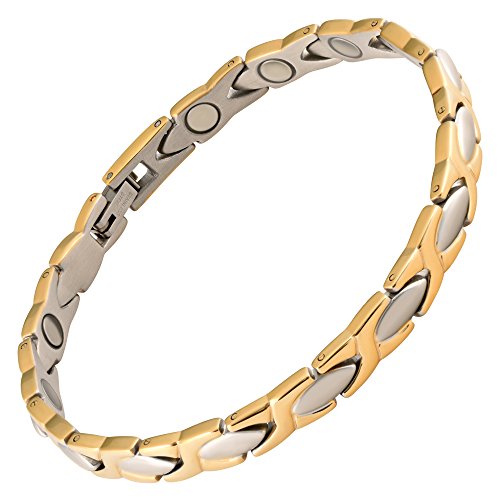 MAGNETJEWELRYSTORE Magnetic Therapy Bracelet Stainless Steel 2 Tone XOXO
