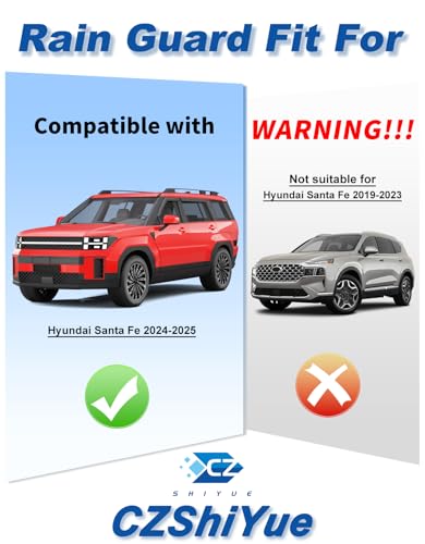 Image of Extra-Thick Rain Guards Fit for 2024 2025 2026 Hyundai Santa Fe Window Rain Guards Tape-on Window Deflectors Side Window Vent Visors Vent Shades Exterior Car Accessories