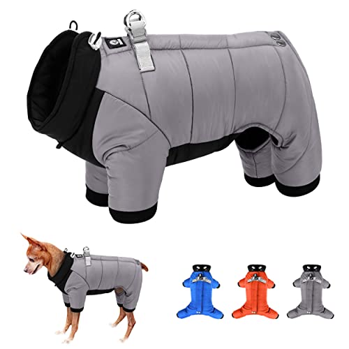 Beirui Waterproof Small Dog Coats for Puppy - Windproof Warm Full Body Coat for Small Dogs - Quality Puppy Winter Clothes Reflective Outdoor Snow Jacket(Gray,Chest 15.0’’)