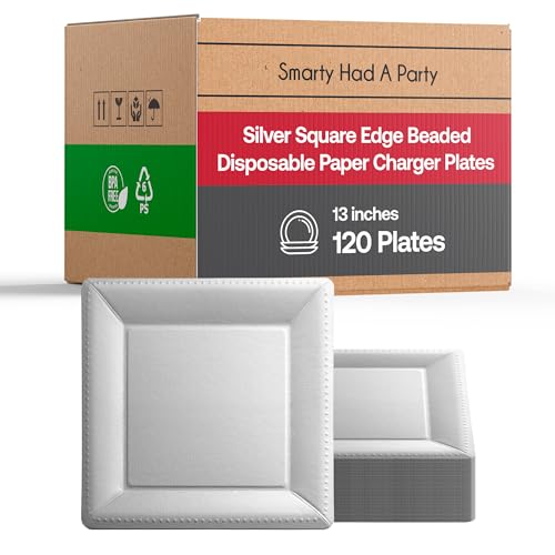 Smarty Had A Party Disposable Charger Plates, Heavy Duty Paper Charger for Dinner Plates, 13