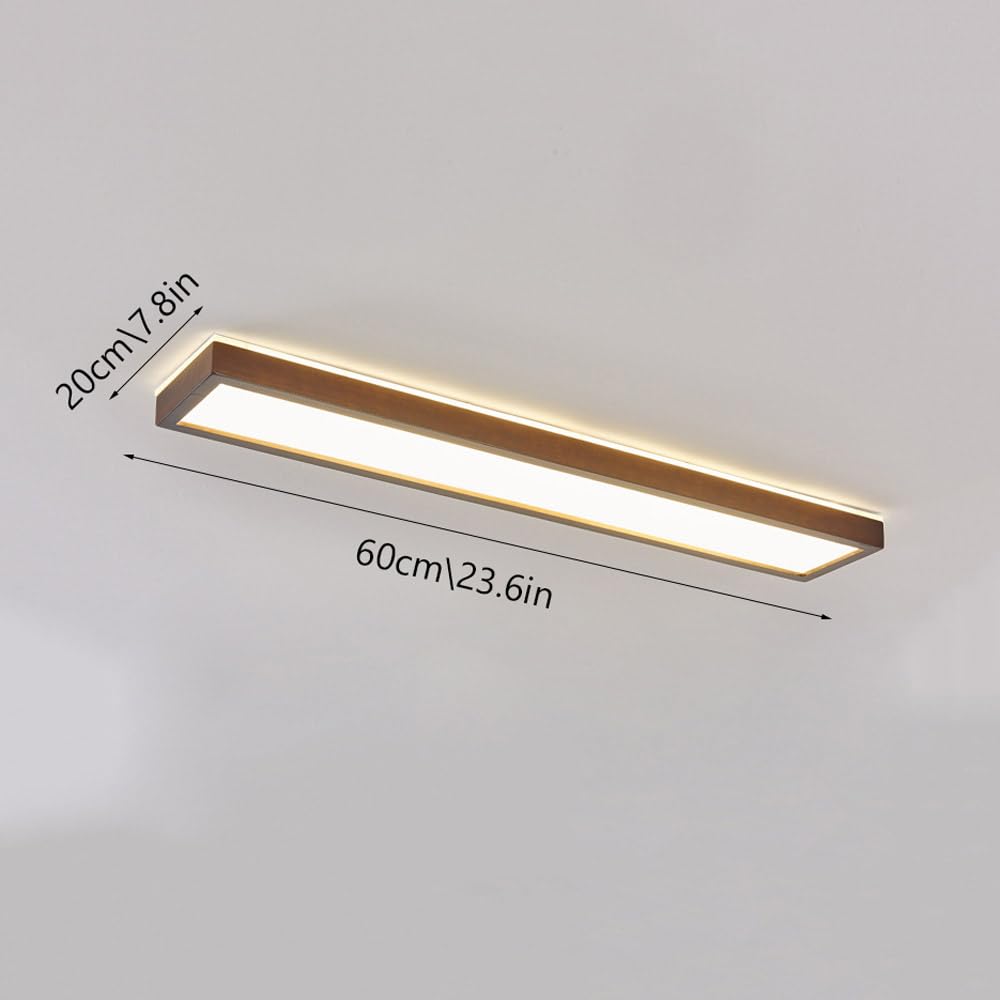 Lámpara de Techo LED Moderna de Madera, Regulable con Control Remoto, Rectangular y Cuadrada de Madera para Cocina, Dormitorio, Sala de Estar, Pasillo y Entrada.