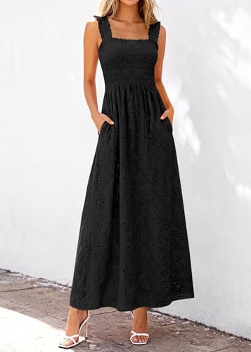 Image of KIRUNDO Summer Lace Dress for Women Eyelet Maxi Sundress