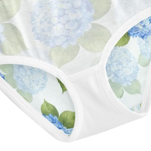 Watercolor Blue Hydrangea Flowers Toddler Girls Underwear, Girls Underwear Cotton, 2T–8 Years4