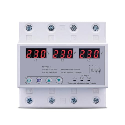 Dispositif de protection triphasé réglable 380V 63A contre surtension réseau