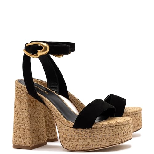 Dolly Verona Sandal In Black Suede And Natural Raffia2