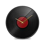 ALAZA Funny Classic Music Record Disco Wall Clock Battery Operated Silent Non Ticking Clocks for Living Room Decor 12 Inch / 9.5 Inch