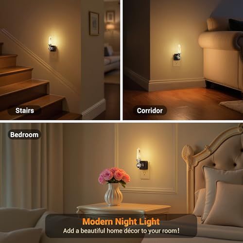 Image of JandCase Healing Crystals LED Night Light Plug into Wall,Dimmable Night Lights witih Clear Quartz Tower, Dusk to Dawn Sensor Nightlights for Meditation Living Room Bedroom Home Decor