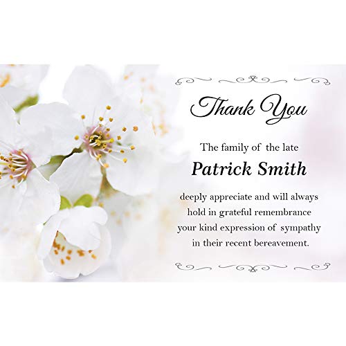 Lot de 150 cartes de remerciement fleurs blanches pour baptême