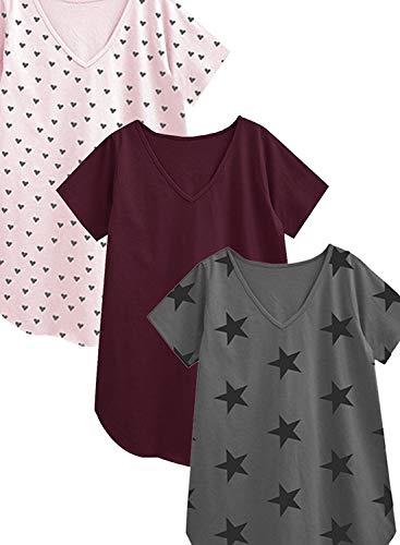 Image of A.T.U.N. (ALL THINGS UBER NICE) Womens Printed Cotton Long Sleeve Regular T-Shirt (Pack of 3)