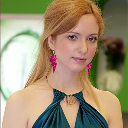 Punk Neon Earrings for Women Lightning Bolt Jewelry Retro Neon Earring Dangle Costume 80s Party2