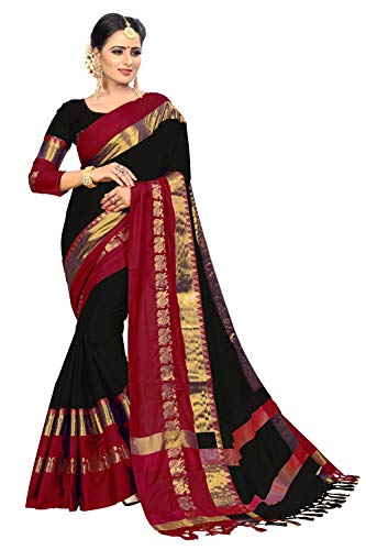 VAIVIDHYAM Women’s jacquard Designer New Cotton Silk Saree with Blouse Piece