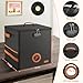 2-Pack Vinyl Record Storage Box with Lock, Collapsible＆Stackable Album Collection Display DIY Box, Fireproof＆Water Resistant LP Record Storage Crate Holds 100+ Records, 7/10/12 Inch Vinyl Record Case