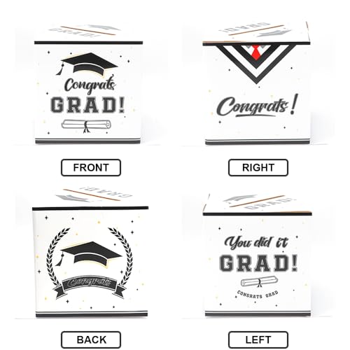 Image of Graduation Card Box 2026 Graduation Party Decorations Graduation Card Box Holder Foldable Congrat Grad Card Gift Box 2026 Graduation Decoration for Class of 2026 Graduations Party Supplies Favor White