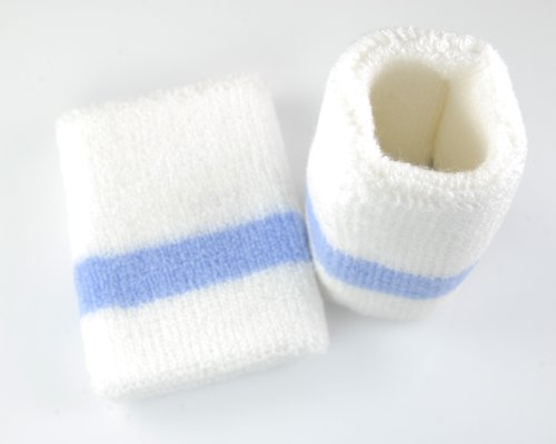 Basket,Tennis,Yoga All Sports Wrist Bands "White/Blue" 1 pairs