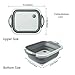 Collapsible Fold Cutting Board with Dish Tub Space Save Folding Washing Bowl Draining Basket Basin Sink Colander with Plug Chopping Slicing Board Wash Strainer for Camping Picnic BBQ Kitchen (Style-1)