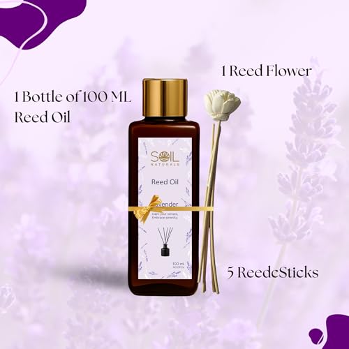 Image of Lavender Reed Diffuser Oil - 100 ml | Pure Natural, Undiluted Lavender Aroma Oil for Reed Ultrasonic & Ceramic Diffusers | Long-Lasting Aromatherapy for Home, Office & Spa