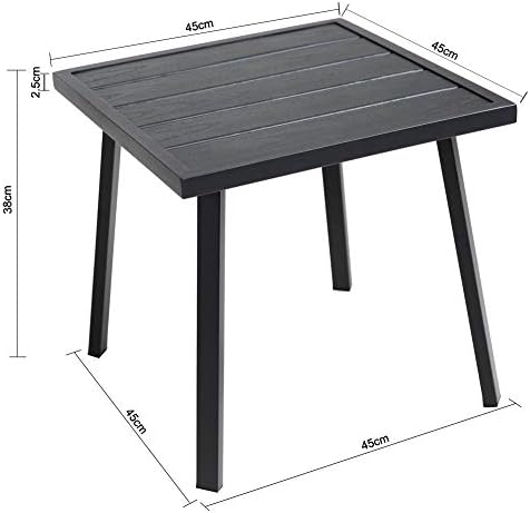 C-Hopetree Small Metal Outdoor Coffee Side Table for Outside Patio, Square, Black