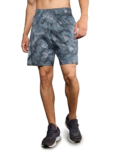 Image of TECHNOSPORT Men's Regular Fit All Over Print Stretchable Shorts with Quick Dry, Anti Odour for Gym, Sports and Regular Use