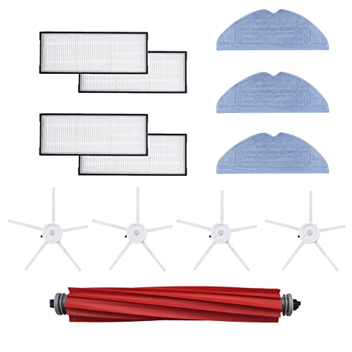 BAMBOOST Accessoires de Rechange compatibles avec Xiaomi Roborock S7/S7+/S7 MaxV/S7 MaxV Plus/S7 MaxV Ultra Brosses latérales en Silicone HEPA Chiffons de Rechange pour Filtre à air Lot de 12 Cover