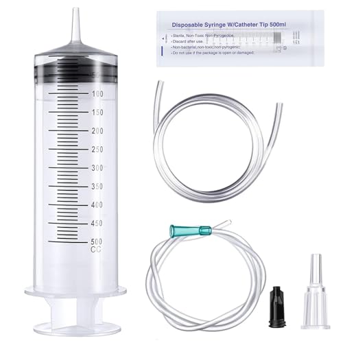 Große Spritze 500ml Wiederverwendbare flüssige Spritze mit Katheter Plastikspritze mit großer Kapazität für Labor-, Industrie-, Garten- und Haustierfütterung 3 Große Spritze 500ml Wiederverwendbare flüssige Spritze mit Katheter Plastikspritze mit großer Kapazität für Labor-, Industrie-, Garten- und Haustierfütterung
