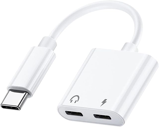 USB C Headphone Adapter and ChargerDual Type C Jack Earphone Audio Charge Converter Compatible with Samsung Galaxy S22 Ultra S21+ Note 20,Pixel 6a 6,Huawei Mate 20 Pro,Xiao Mi,Motorola,OnePlus-White