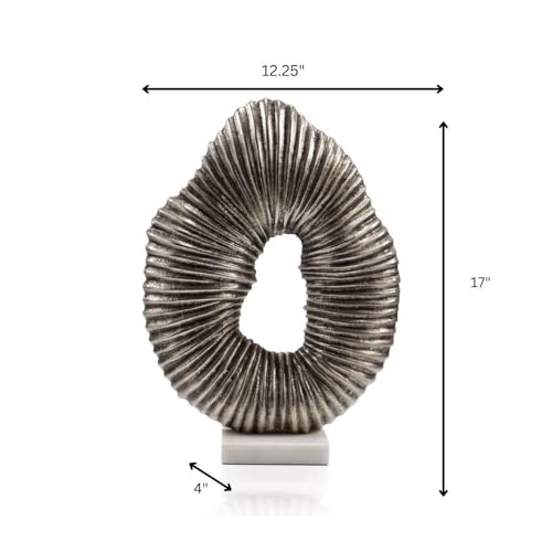 Escultura Moderna Traves 17 pulgadas Plata y Mármol miniatura 2