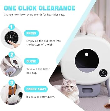 Self Cleaning Cat Litter Tray - Large Automatic Litter Box with APP Control, Odor Isolation, Safety Protection for Multiple Cats