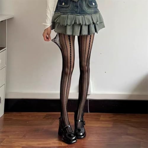 2 Pairs Premium Vintange Jacquard Hollow out Patterned Tights for Women with Designs Pantyhose Sheer Stockings3