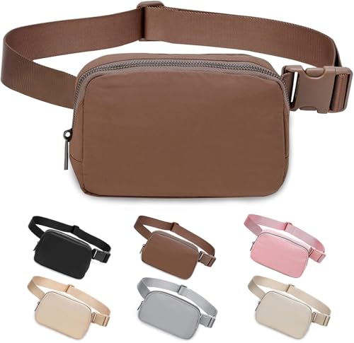vshougou Belt Bag for Women Fanny Pack Dupes, Fashion Crossbody Waist Pack Bag with Adjustable Strap, Everywhere Belt Bag for Travel Outdoors Running Hiking(Brown2)