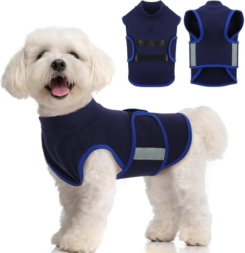 IECOii Dog Anxiety Vest Comfy Pet Calming Jacket Adjustable Relief Coat for Dog Anti-Anxiety Jacket for storm Firework Separation Travel Vet Visit Pet Calming Shirt Keep Doggy Calm Blue XS