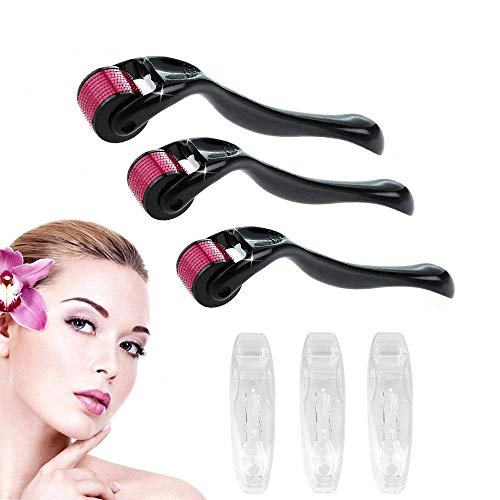 Dermaroller, Xyemao 3 Pack 540 Titanio Microneedling Kit Viso (0,5+1,0+1,5) mm, Agugliamento Cosmetico Per Viso, Corpo