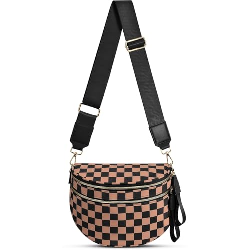 Checkered Crossbody Bag for Women Bum Bag Cross Body Shoulder Purses Bag - image 1