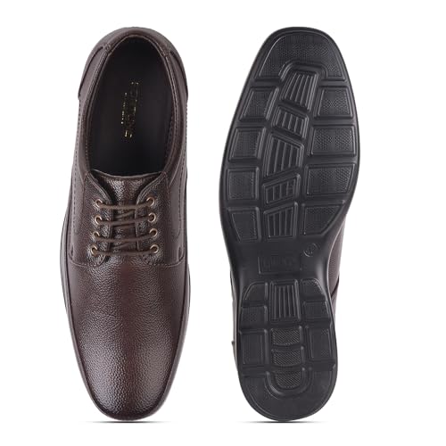 Image of Liberty Fortune HML-5E Men's Formal Derby Shoes - Black, Brown - Synthetic Leather Lace-Up with Cushioned Footbed - Stylish Office Footwear - Comfortable and Lightweight