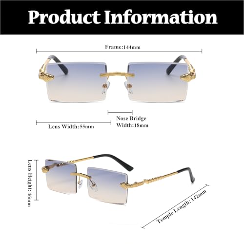 LJCZKA Rimless Rectangle Sunglasses Women Men Frameless Square Sun Glasses Luxury Metal Frame 2000s Rectangular Shades3