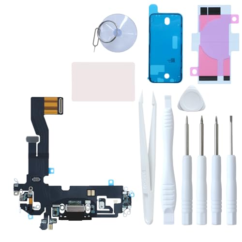 LOZOP for iPhone 12 Charging Port Replacement, Dock Connector & Microphone Assembly with Repair Tools for iPhone 12 6.1 Inch All Carriers (Black)