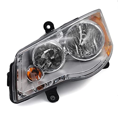 Fione - For Dodge Grand Caravan Headlight Assembly 2011-2018 & Chrysler Town And Country Headlights 2008-2016 Halogen Chrome Housing Left Driver Side Headlamp 5113337Ai Ch2502192 #TOP5