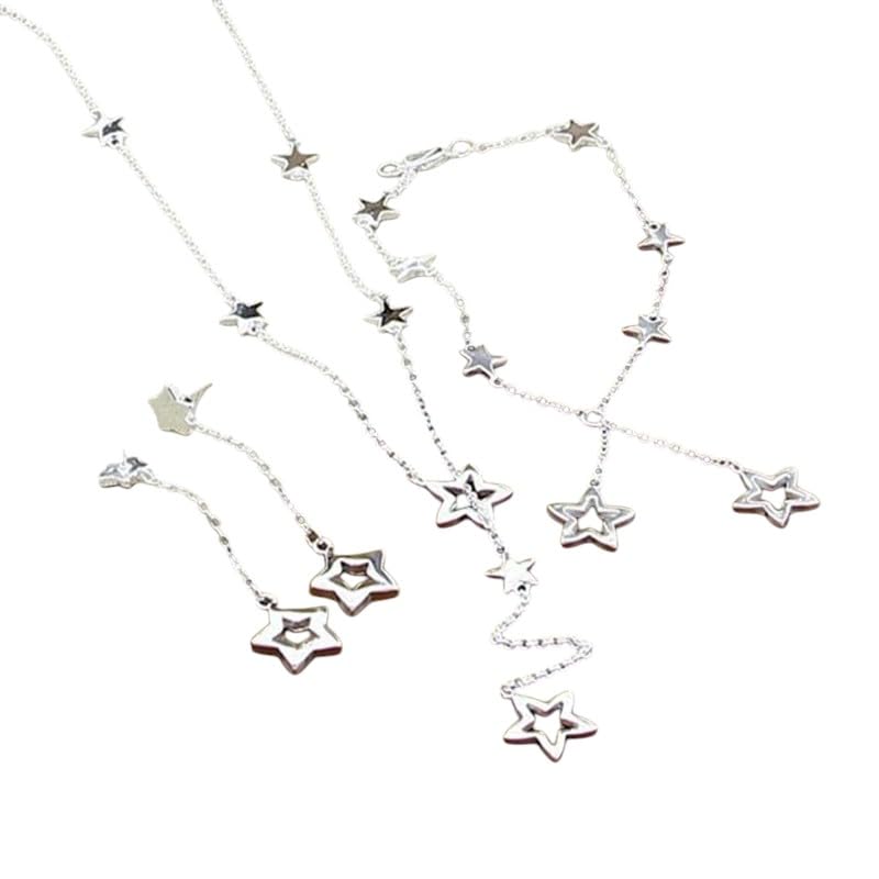 Parure collier et boucles d'oreilles en argent 925 sterling pour femmes de mariage