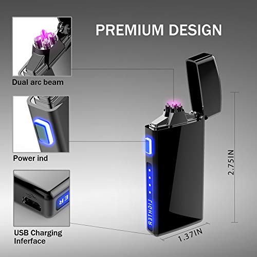 Encendedor eléctrico plasma recargable dual con indicador LED miniatura 5