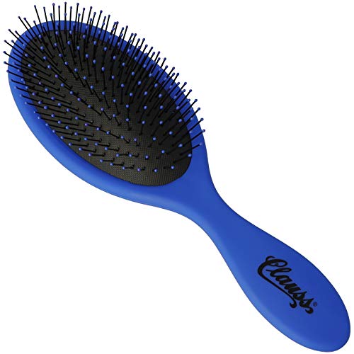 Clauss Wash & Brush - Cepillo de pelo largo con cojín de aire y cerdas de nailon flexibles, mate, azul y negro, 70 g