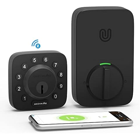 ULTRALOQ U-Bolt Z-Wave Smart Lock with Door Sensor, Works with Z-Wave Plus, Home Assistant, Compatible with SmartThings, Hubitat, Ezlo and More, Z-Wave Door Lock, ANSI Grade 1 Certified, Black Cover
