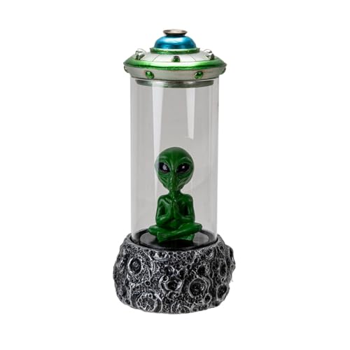Pacific Giftware Bruciatore di incenso a riflusso con alieno UFO con design fantascientifico astronave decorazione unica in resina per aromaterapia e accenti domestici a tema spaziale, altezza 23,2 cm