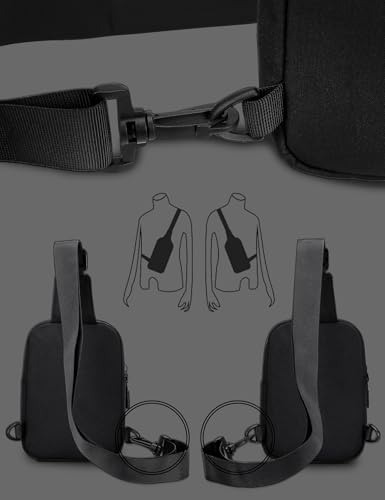 Peicees Mens Mini Sling Bag Chest Bag Shoulder Bag Women Crossbody Bag Phone Holder with Reversible Strap and Dual Pocket4