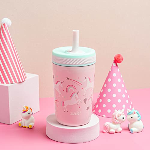 Image of Zak Designs Kelso Toddler Cups For Travel or At Home, 12oz Vacuum Insulated Stainless Steel Sippy Cup With Leak-Proof Design is Perfect For Kids (Fanciful Unicorn)