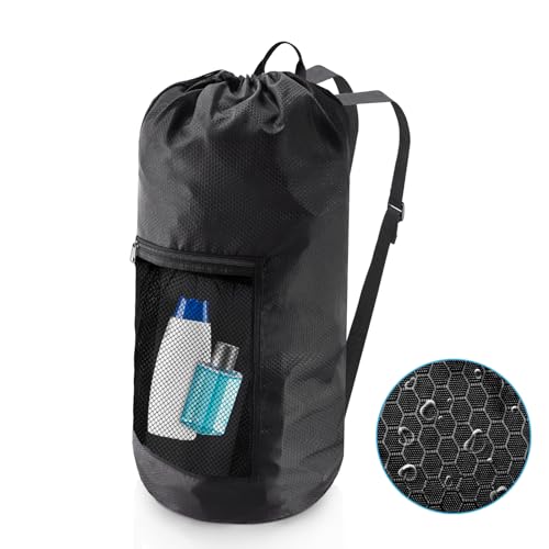 Laundry Bag Backpack,Olosar Extra Large Travel Laundry Bag with Mesh Pocket & Adjustable Shoulder Straps,Dirty Clothes Travel Bag for College Students Dorm,Apartment(Black) by Olosar - Used condition - US$8.21
