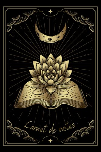 Carnet de notes: Cahier de notes Ligné - Fleur de Lotus - Livre ancien - Lune - 120 pages - 15,24 x 22,86 cm - 6x 9 pouces