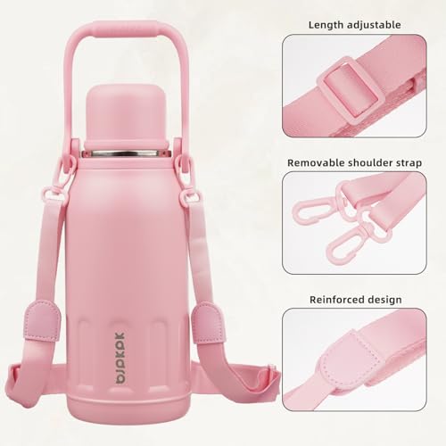 Image of BJPKPK Stainless Steel Insulated Bottle with Handle & Strap, 40oz