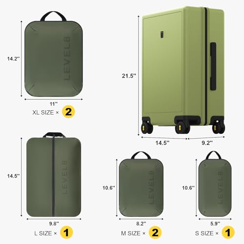 Image of LEVEL8 Carry on Luggage 20 Inch with 6-piece Packing Cube, Pickle Green