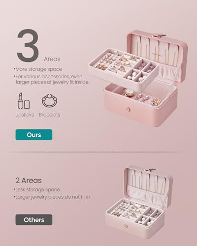 Image of SONGMICS Travel Jewelry Organizer, 2-Layer Portable Jewelry Box Case