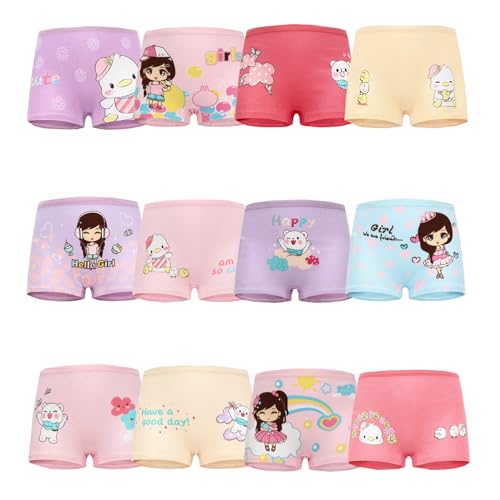 JackLoveBriefs Coton Boxer Fille 12 Pièces Culottes pour Filles 7-9 Ans Multicolore(Taille:XL)